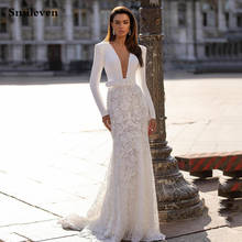 Smileven Sexy Beach Wedding Dress Mermaid Bridal Dresses Lace Appliqued Vestido De Noiva Long Sleeve Boho Wedding Gowns 2024 - buy cheap