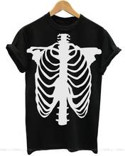 Camiseta esqueleto homem unissex, fantasia casual estilosa de halloween fantasma de vampiro assustador 2024 - compre barato