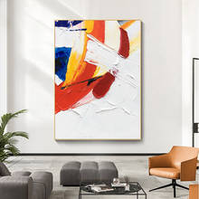 Handmade Oil Painting on Canvas, Vertical Abstract Big Brushstrokes, Color Living Room Wall Decoration Painting 2024 - buy cheap