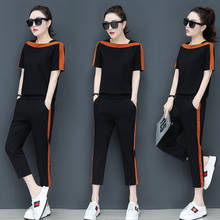 Outfit Tracksuit Sportswear Co-ord Set for Women 2 Piece Set Short Top and Pants 2020 Plus Size Large Summer Black Clothing 2024 - buy cheap