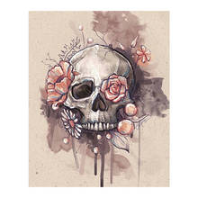 Skull Picture Diamond Painting Halloween Floral Round Full Drill 5D Nouveaute DIY Mosaic Embroidery Cross Stitch Home Decor Gift 2024 - buy cheap