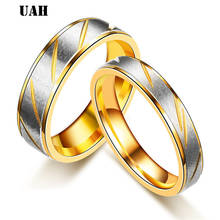 UAH Stainless Steel Couples Rings for Men Women Gold Wedding Bands Engagement Anniversary Lovers his and hers promise 2024 - buy cheap