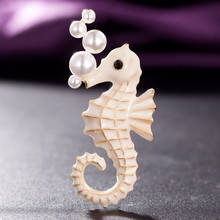 zlxgirl Jewelry Enamel seahorse animal Brooch Corsage Gold Color Retro men's Brooches New Year's Gifts men pearl scarf pins 2024 - buy cheap