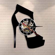 Reloj de pared clásico de tacón alto para mujer, señal de negocios, arte de pared, disco de vinilo, regalo, tienda de zapatos 2024 - compra barato