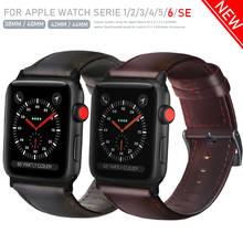 Ремешок кожаный для Apple Watch Band 38/42 мм, высококлассный браслет для iWatch series 6/SE/5/4/3 44/40 мм 2024 - купить недорого