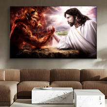God Jesus Vs Satan Devil Art Picture On Canvas Painting Poster And Prints Religion Wall Art Decoration For Christian Living Room 2024 - buy cheap