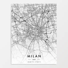 HD Prints Milan Italy Poster Wall Art Line City Map Canvas Painting Home Decor Bedroom Bedside Background Modular Pictures Frame 2024 - buy cheap
