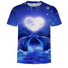 Мужская и женская футболка с круглым вырезом, свободная футболка с 3D-принтом морской рыбы и короткими рукавами, лето 2021 2024 - купить недорого