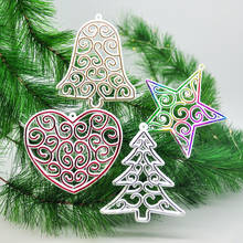 5PCS Christmas tree pendant decoration glitter Christmas ornaments tree family pendant decoration children's toys navidad 2021 2024 - buy cheap