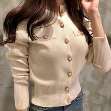 Suéter cropped feminino gola redonda manga comprida, blusa cropped feminina 2024 - compre barato
