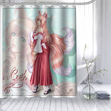 Hot Sale Lil fox Anime Girl Cartoon Custom Shower Curtain 3D Waterproof Polyester Fabric Bath Curtain 12 Hooks For The Bathroom 2024 - buy cheap