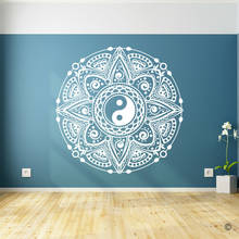 Adesivos de parede mandala yin yang decoração de quarto infantil, decalque de parede em vinil padrão crianças para família e sala de estar z602 2024 - compre barato