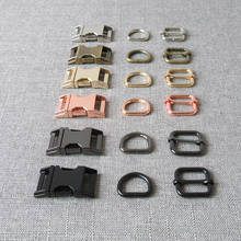 50 sets 15mm 20mm 25mm Metal side quick release buckles D ring straps slider for dog collar belt buckles DIY sewing accessories 2024 - buy cheap