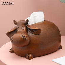 Cow Decorative Wooden Tissue Boxes Creativity Animal Decor Paper Towel Storage Box Dining Table Napkin Holder Home Decoration 2024 - buy cheap