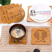 Durable Wooden Placemat Cat Lovely Cartoon Coaster Kitchen Table Protection Mat Kitchen Accessories Home Decoration 2024 - buy cheap