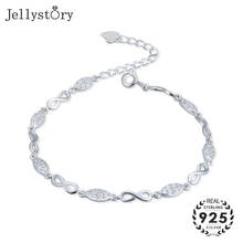 Jellystory pulseira de prata esterlina 925, com zircônia aaa, joias finas para mulheres, bracelete de presente de festa de casamento 2024 - compre barato