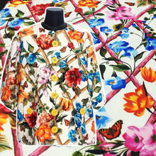 Tecidos de poliéster e estampados em flores, camisas de vestuário tecidos da moda italiana d de poliéster para costura têxtil doméstica 2024 - compre barato