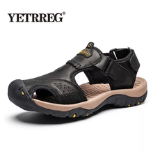 2019 New Male Shoes Genuine Leather Men Sandals Summer Men Shoes Beach Sandals Man Fashion Outdoor Casual Sneakers Size 38-46 2024 - buy cheap