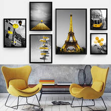 Black and White Photograph Landscape Picture Home Decor Nordic Canvas Painting Wall Art Yellow Scenery Art Print for Living Room 2024 - buy cheap