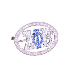 Imitation Pearl White Blue Crystal Rhinestone Sorority Zeta Phi Beta Pin Brooches Greek Letter Pin Jewelry For Party 2024 - buy cheap