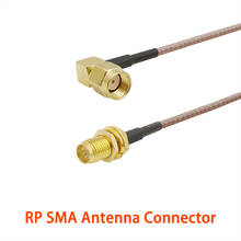 1Pcs RP SMA Antenna Connector Right Angle RP SMA Male Plug to RP SMA Female Jack Bulkhead RG316 Wire Extension Cable 10-50CM 2024 - buy cheap