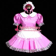 Sexy sissy maid vestido de pvc rosa com fechadura uniforme cosplay costume [g495] 2024 - compre barato