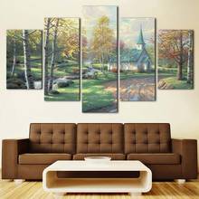 Wall Art Canvas Picture Bedside Background Bedroom Decor 5 Pieces Country Cabin Scenery HD Printed Poster Frame Modular Painting 2024 - buy cheap