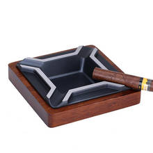 JIFENG Portable Cigar Ashtray Square Zinc Alloy&Chicken-Wingwood Cigar Ashtray Deliacte With 4 Cigars Holder Ash Slot New 2024 - buy cheap