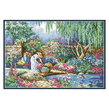 Garden Girl Cross Stitch Patterns Embroidery Kits Printed Fabric Needlework Set 11CT 14CT DIY Handmade Home Decoration Paintings 2024 - buy cheap