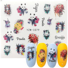 1 лист креативных наклеек для ногтей с граффити, акварельные наклейки с цветными животными, серия цветов, Переводные картинки для маникюра, слайдер для фольги 2024 - купить недорого
