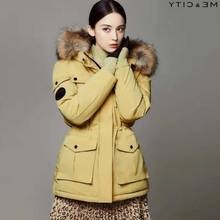 Winter Wemon's Tooling style Thicker Warm Duck Down Coats Female Outdoor Sports Real Fur Hooded Fluffy Warm Down Coats F2439 2024 - buy cheap