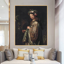 Lienzo de Citon Rembrandt para decoración moderna del hogar, obra de arte de pintura al óleo de Flora, como Saskia van uyleneger, póster de imagen 2024 - compra barato