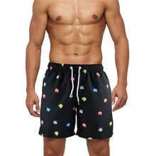 Shorts de praia masculino, calção de banho de secagem rápida para homens, moda praia 2024 - compre barato