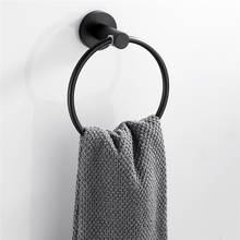 Black Towel Holder Ring Round Wall Mounted Bathing Towel Rack Stainless Steel Kitchen Bathroom Towel Robe Organizer Accessories 2024 - buy cheap