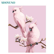 SDOYUNO Oil Paint By Numbers Kits Pink Parrot Painting By Numbers On Canvas Frameless 60x75cm Animals Hand Painting DIY Home Dec 2024 - buy cheap