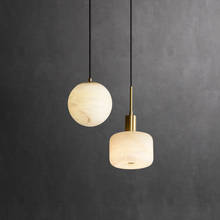 Lustre de cabeceira estilo chinês, moderno, minimalista, personalidade, luz criativa de luxo, lâmpada de cobre em mármore 2024 - compre barato