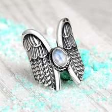 Anel asas de anjo vintage 925 pedra de lua de prata tailandesa anel de noivado presente de casamento joia anel atacado 2024 - compre barato