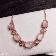 Joias finas de alta qualidade natural quartzo rosa, prata esterlina 925, pulseira para mulheres, suporte para teste de luxo 2024 - compre barato