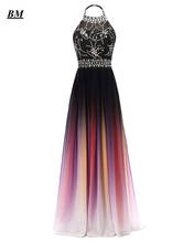 A-line HalterOmbre Prom Dresses 2021 Chiffon Sequins Beading Long Gradient Formal Evening Dress Party Gown Vestidos De Gala BM11 2024 - buy cheap