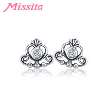 MISSITA-pendientes de corona con forma de corazón para mujer, joyería de Color plata, CZ transparente, regalo, novedad de 2019 2024 - compra barato