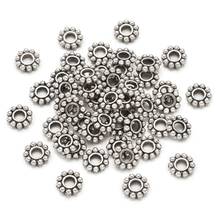 Espaçadores de flores estilo tibetano 50 peças, pulseiras diy brincos de joia fazendo brincos antigos de prata bronze 6x1.5mm; orifício: 1mm 2024 - compre barato