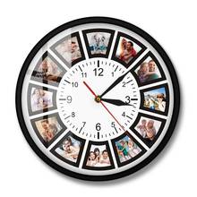 12 fotos colagem instagram personalizado casa relógio de parede criar seu próprio personalizado personalizado família fotos impresso relógio de parede 2024 - compre barato