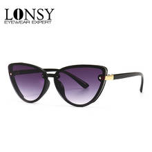 Lonsy vintage sexy cat eye óculos de sol feminino retro óculos de sol triangular óculos de sol óculos de sol uv400 2024 - compre barato