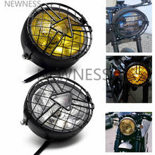 Farol de motocicleta retrô de metal, grade, cobertura vintage, suporte, lâmpada de cabeça para cg125 gn125 harley cafe racer honda cb 2024 - compre barato