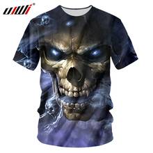 UJWI Men's summer 2019 skull print short-sleeve T-shirt 3D T-shirt casual breathable T-shirt large size 5XL T-shirt drop-ship 2024 - buy cheap