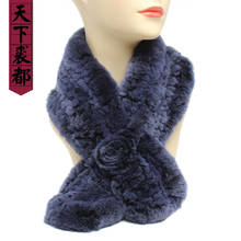 Winter Female Real Rex Rabbit Fur Scarves Women Warm Natural Fur Muffler Lady Knit Genuine Fur Scarf Wholesale Retail 2024 - buy cheap