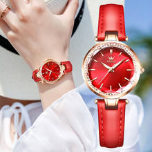 OLEVS Fashion Women Red Leather Quartz Watch Waterproof Ladies Wristwatch Luxury Casual Elegant Female Clock Montre Femme Gifts 2024 - buy cheap