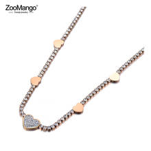 ZooMango Titanium Stainless Steel Sparkling CZ Crystal Love Heart Choker Necklaces For Women Chic Rhinestone Necklace ZN19190 2024 - buy cheap