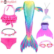 Lovely Mermaid Tail Dress with Necklace Swimmable Mermaid Tail Bikini Mermaid Costume Cosplay Swimsuit Presents for Girls 2024 - buy cheap