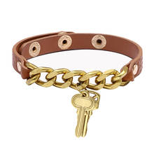 2021 New Fashion Women Bracelet Creative Chain Key PU Leather Bracelet Charms Bangles Gold Metal Button Party Jewelry Gifts 2024 - buy cheap